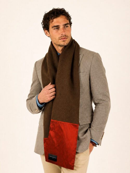 Handcrafted Brown Red Orange Luxury Scarf | Sepehr Maghsoudi | New Collection